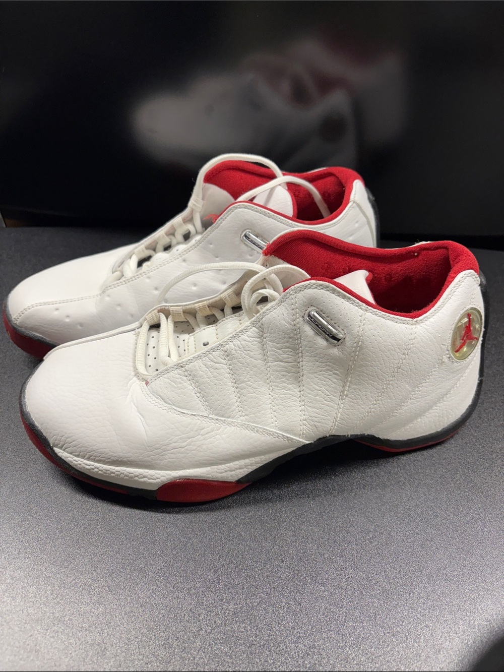 Jordan Men's White and Red Low Top Athletic Sneakers